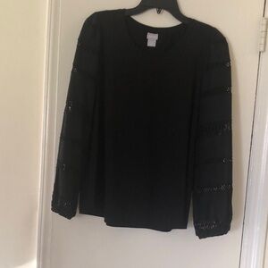Chico's Black Blouse with Lace Sleeves